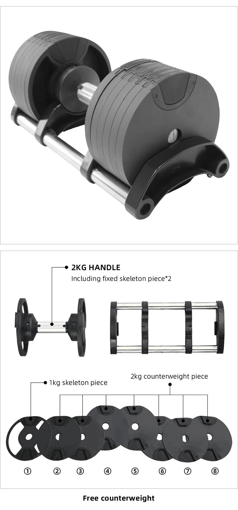 IN STOCK Fitness Equipment Gym Weights Set Adjustable Dumbbell For Body Building Custom Dumbbell Adjustable