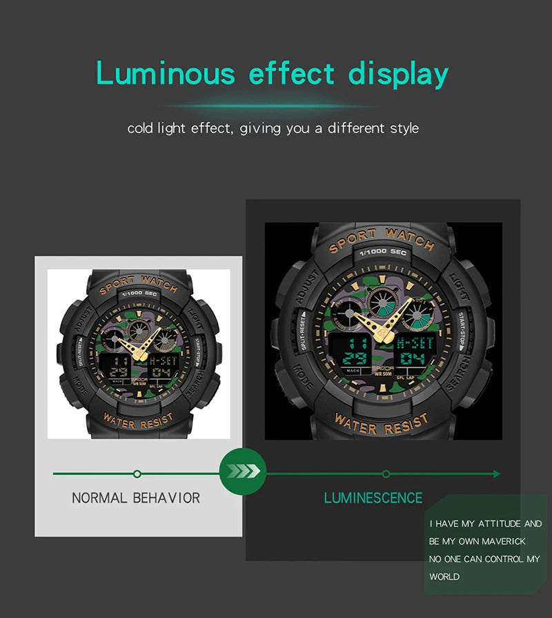 SANDA Multifunctional Sports Watch Waterproof Luminous Dual Movement Quartz Electronic Watch Fashion Couple Watch for Men Women