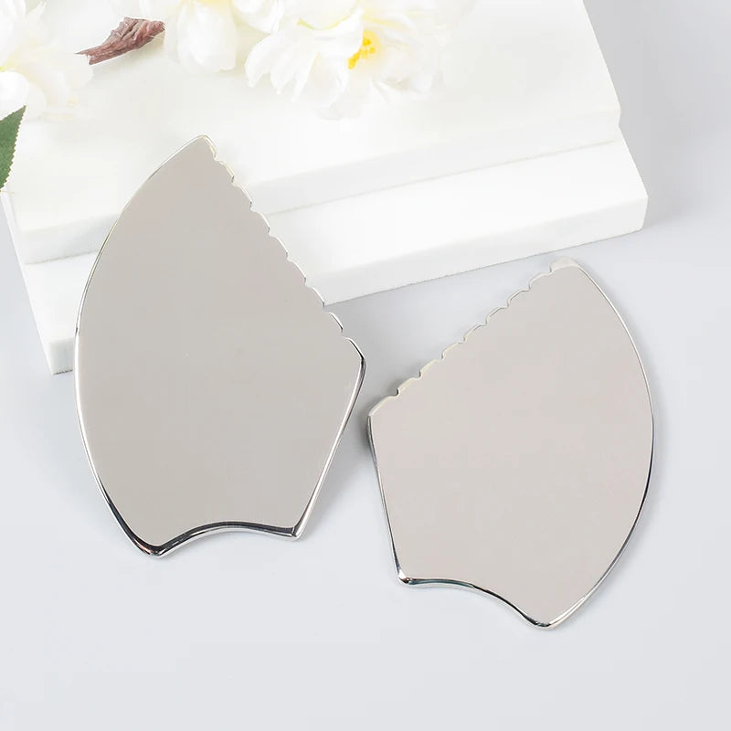 Gua Sha Facial Tool, Stainless Steel GuaSha Massage Tool Natural Universal Facial Silver Metal Gua Sha Board for SPA Acupuncture