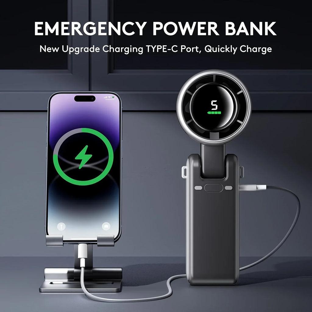 Portable Handheld Turbo Fan, 5 Gear Wind, Battery Operated, Hand Fan with Air Turbo Tech, Digital Display, Adjustable Angles