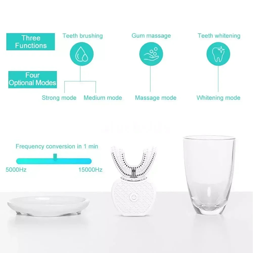 Ultrasonic Electric Toothbrush Adult,Automatic Toothbrush U-Shape Full Mouth 360° Clean Teeth Whitening IPX7 Waterproof