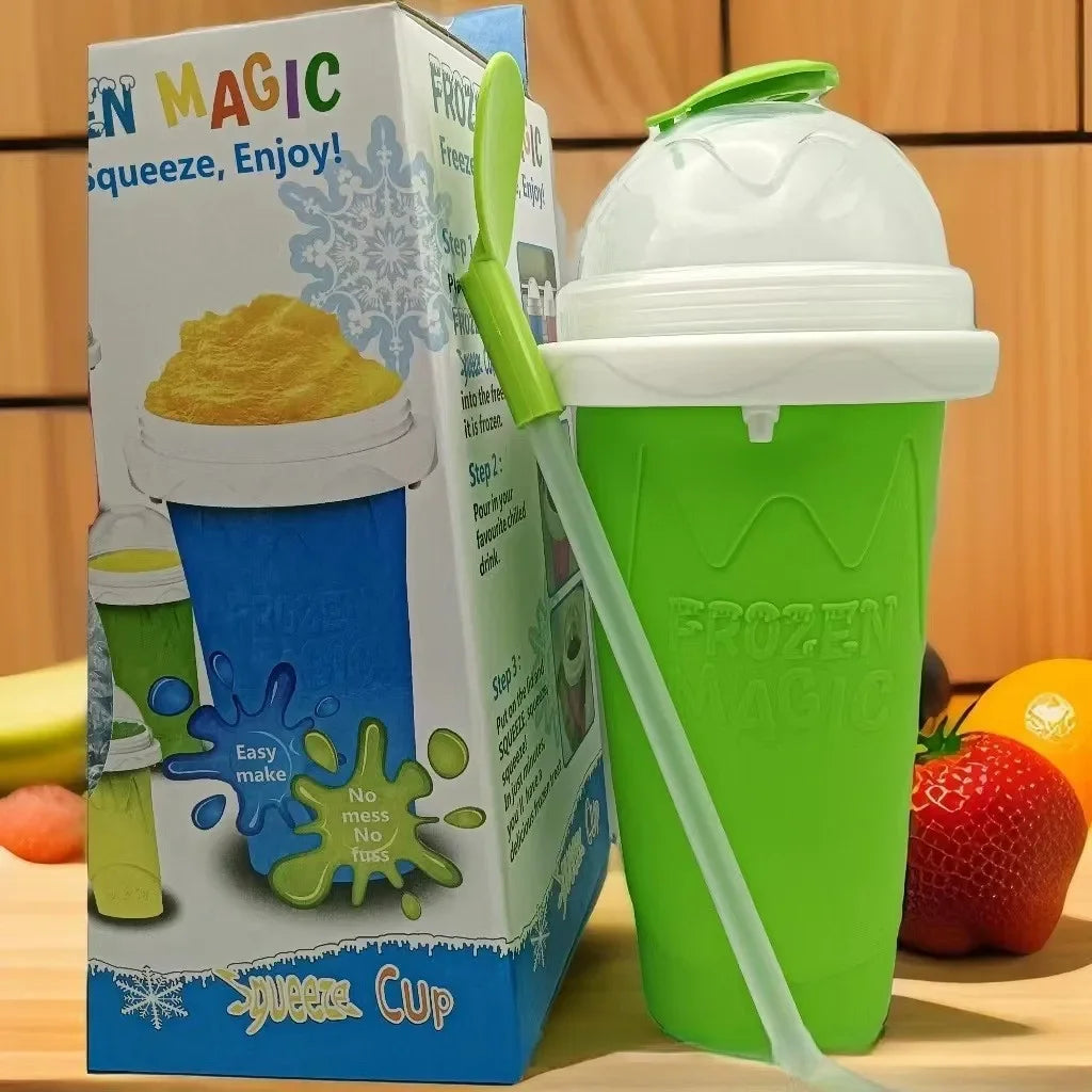 Quick Make Smoothie Squeeze cup Double Silica Gel Thickened Homemade Smoothie Pinch cup Summer Juice Smoothie Make Ice Water cup