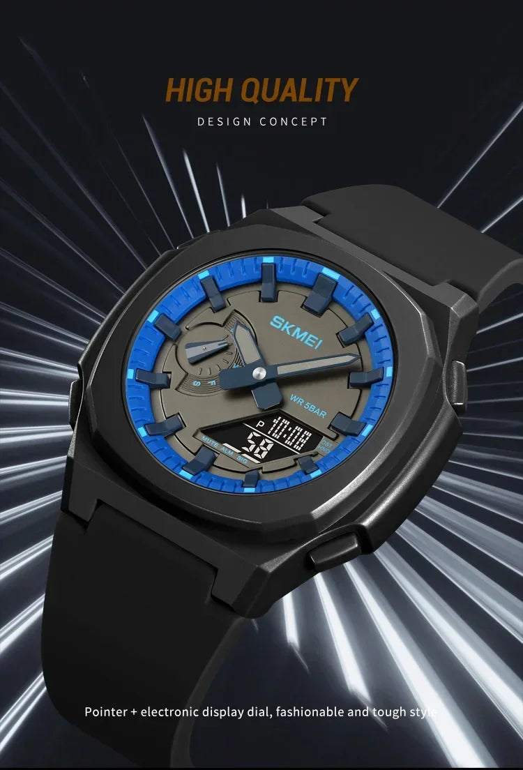 SKMEI 2091 5 Alarms Date Clock reloj hombre with Japan Digital Movement Sport Watches Waterproof Men Countdown Chrono Wriswatch