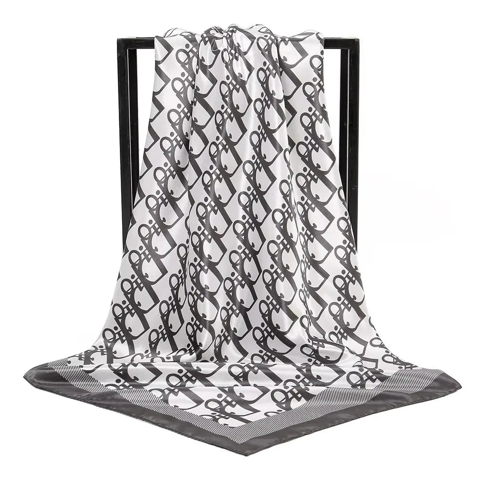 1 Pcs 90cm Ladies' Silk Scarf Vintage Fashionable Versatile Printed Silk Spring Hair Band Hijab Sunsceen Neckerchief Shawl Wraps