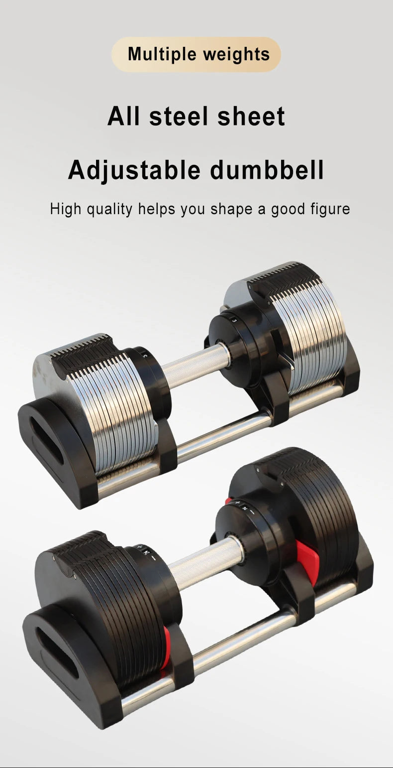 New 36KG Adjustable Dumbbells Home Electroplating 1KG Incremental Dumbbell Pure Steel Plate biceps Exercise Adjustable Dumbbell