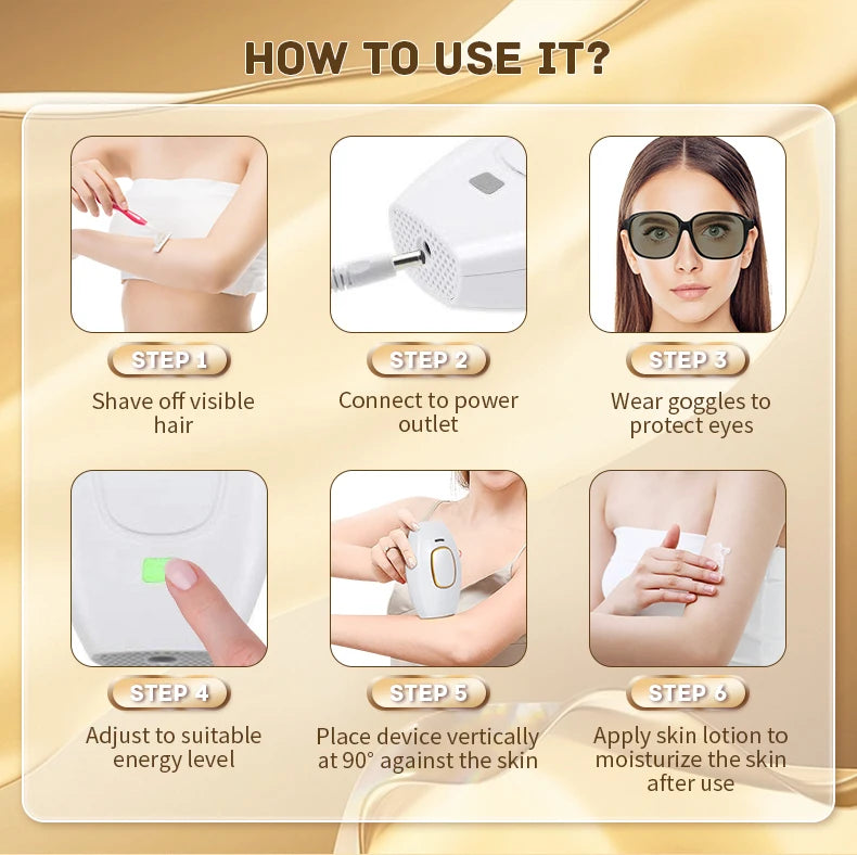 Swoson Professional Permanent Laser Depilator Body Bikini IPL Hair Removal Handset Home Use For Women and Men