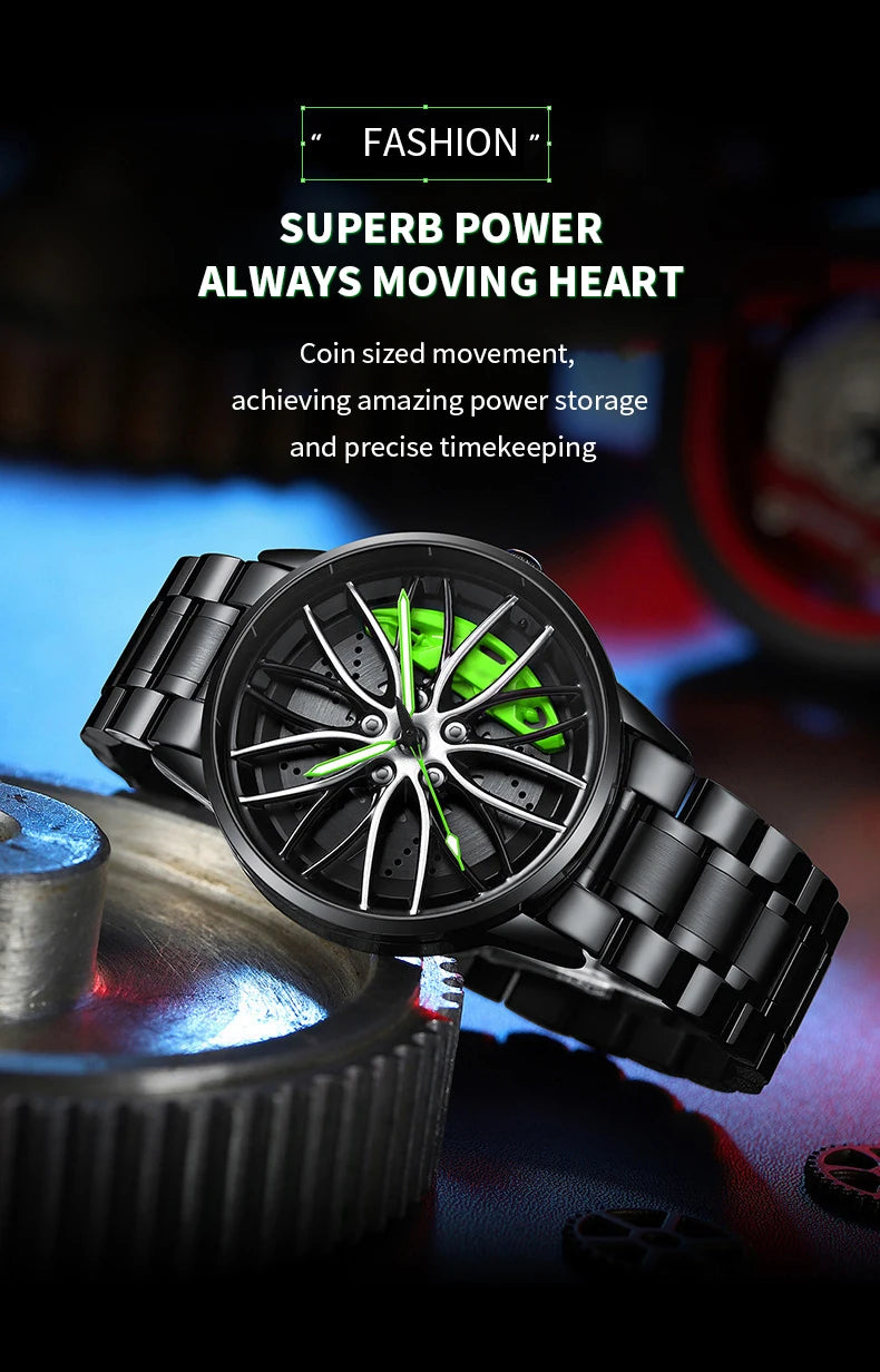 2024New Car Watch Rotating Dial Quartz Movement Stainless Steel VA AV VOOM Top Brand Sports Style Black Wrist Watch Reloj Hombre