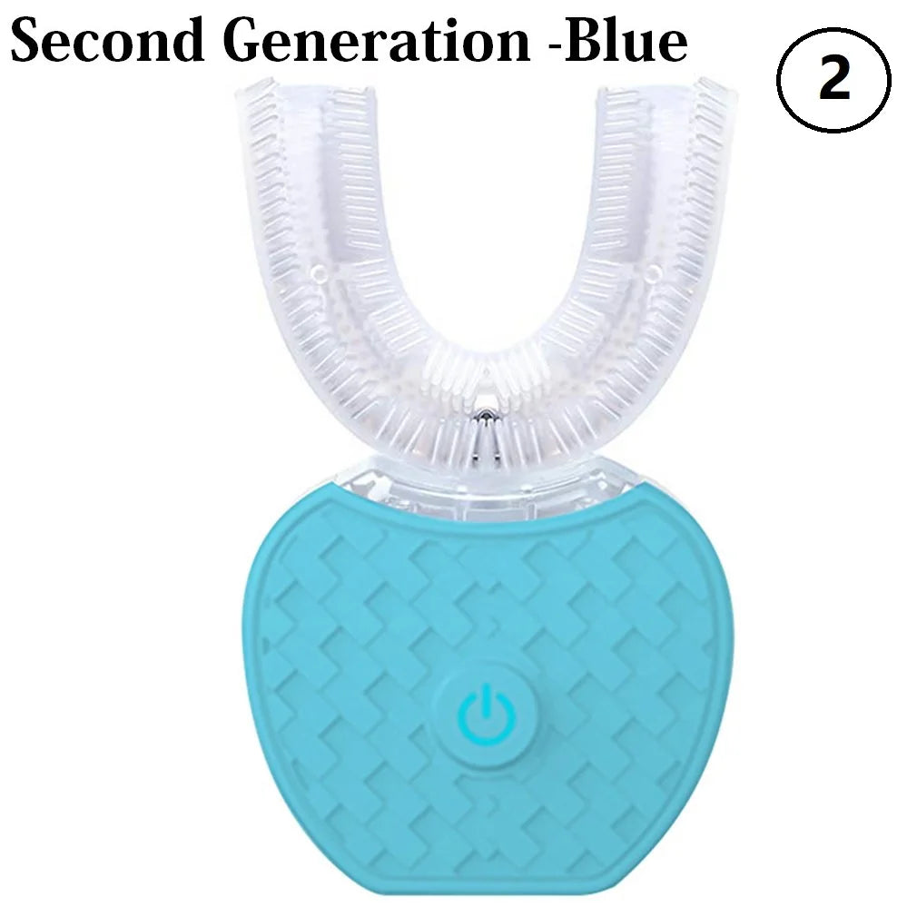 U Shape 360 Degree Automatic Lazy Sonic Electric Toothbrush Cold Blue Light Tooth Whitening Tool Ultrasonic Tooth Cleaner Brush