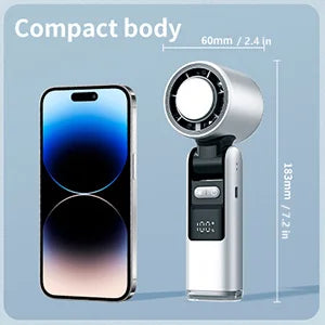Portable Handheld Turbo Fan 100 Gear Wind USB Rechargeable Battery Operated Up to 3 IN 1 Personal with Air Tech Cooling