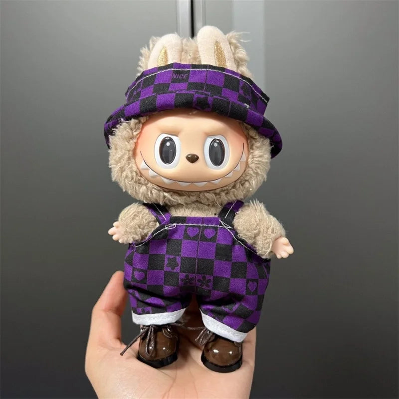 Cute Mini Plush Doll Clothes for 17cm Labubu Many Kinds of Overalls Clothes Accessories