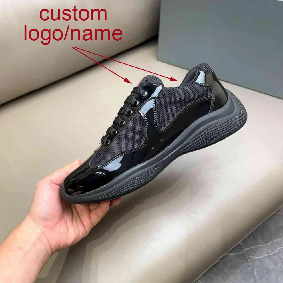 Fashionable and Comfortable Soft Sole New Casual Sneakers Leather Color-blocking Trendy Versatile Customized Men's Shoes 2025