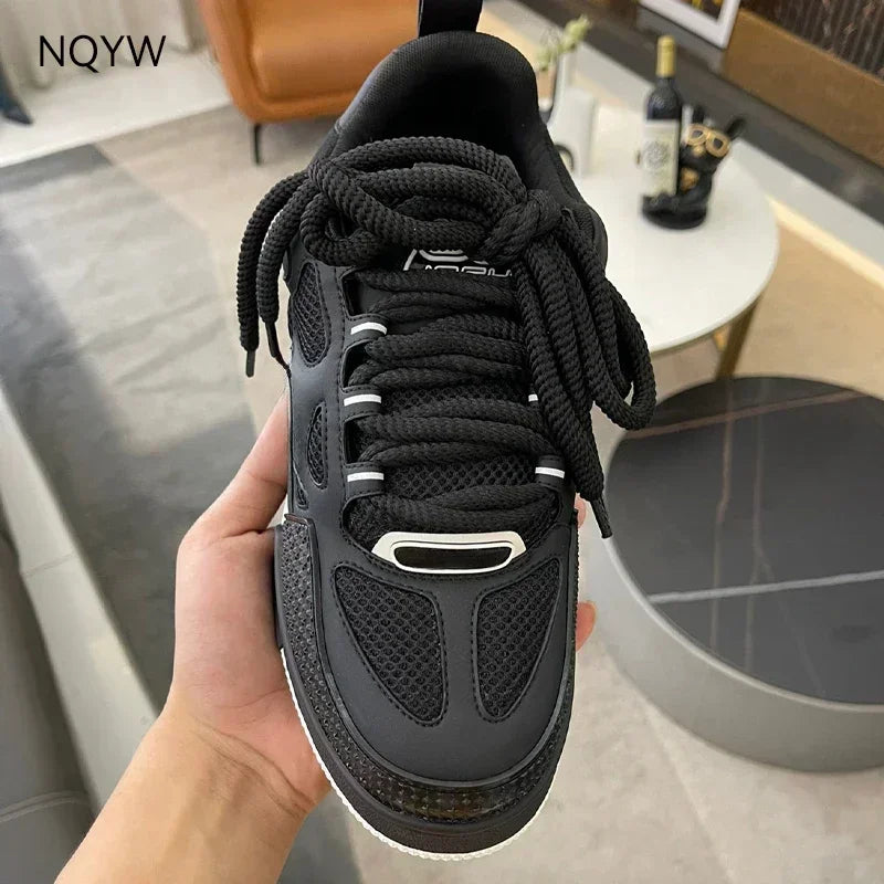 2025 Four Seasons New Net Men's Non-Slip Buffer Men's Genuine Leather Board Shoes  Flat Bottom Versatile White Women's  Shoes