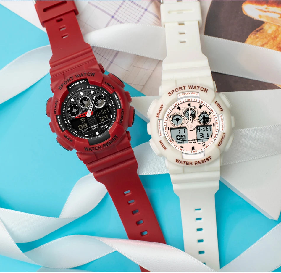 Sport Watch Men Luxury Double Time Electrconi Watches Women's Wristwatch Fashion Shockproof Stopwatch Military Sports Clock