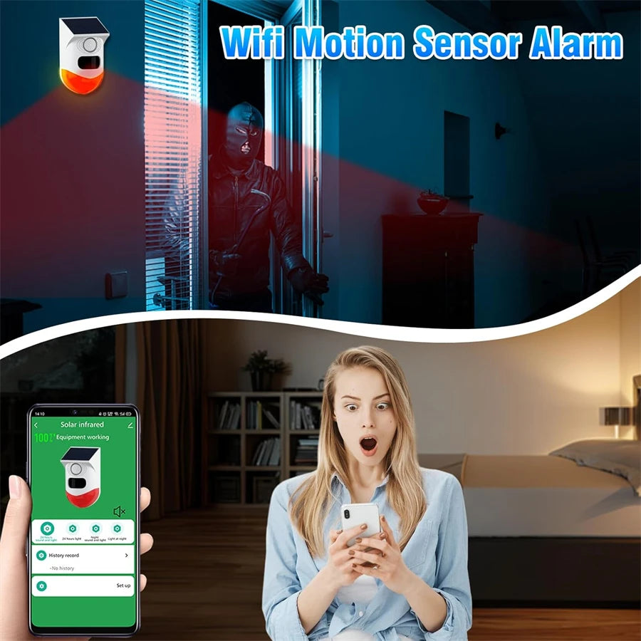 Smart Tuya Home Security WIFI APP Control PIR Sensor Alarm Detector Waterproof 120db Loud Sound Security Siren Strobe Light