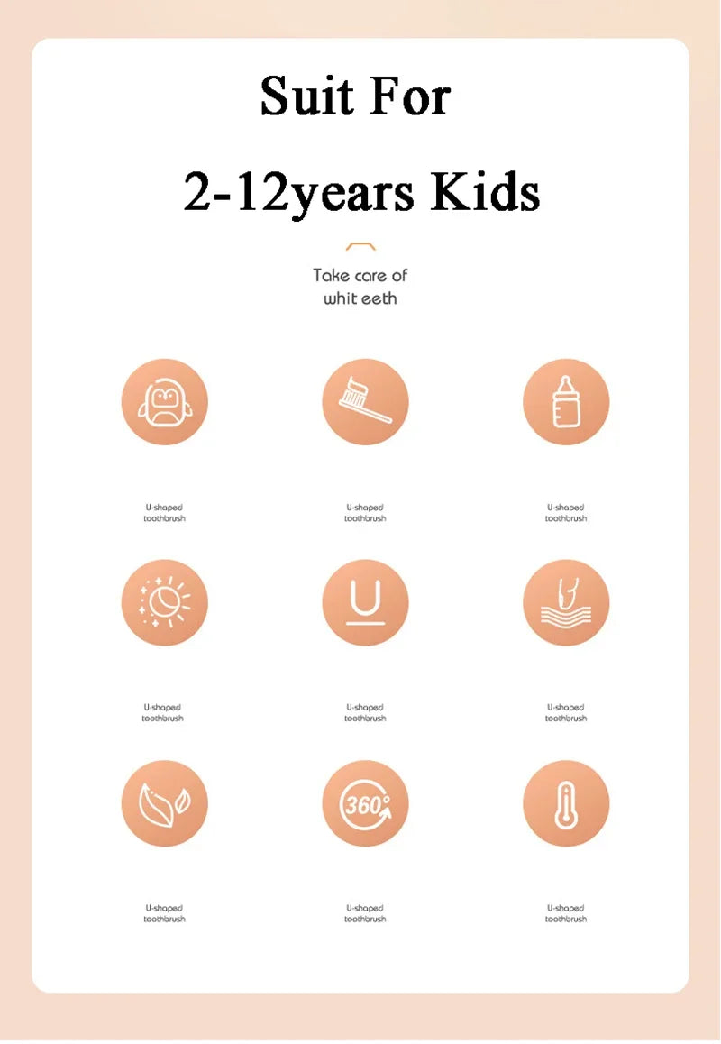 Kids Brush 360 Degree U-shaped Children's Toothbrush Health Soft Silicone Teeth Oral Care Cleaning Waterproof Teeth Whitening