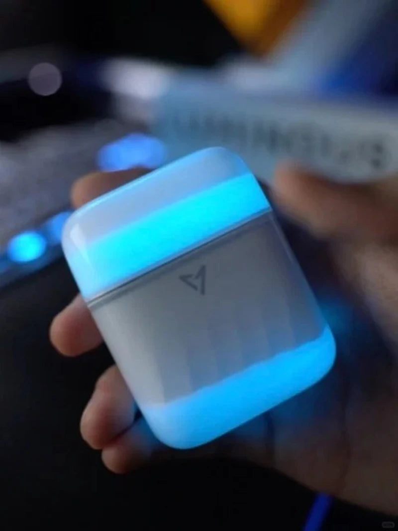 LIUP Night Light Quicksand Wireless Earphones AI Noise Reduction Luminous Transparent Glass Bluetooth 5.4 Muisc Gaming Headphone