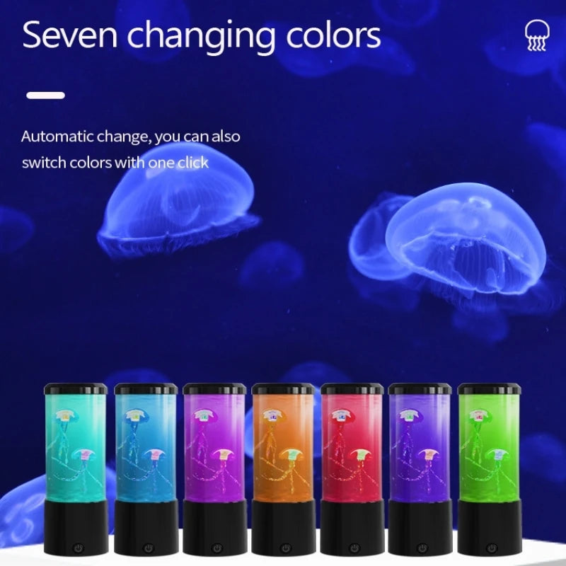 Jellyfish Lava Lamp, Aquarium Ocean Night Lights，7Colors LED Jellyfish Mood Lights With For Home Bedroom Desktop Decoration Gift
