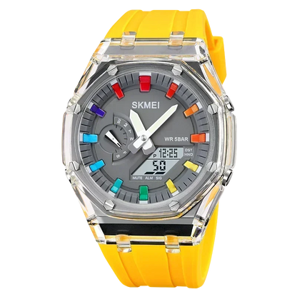 SKMEI 2100 Waterproof Men Watch Countdown Stopwatch Led Light Electronic Movement Wristwatch 5Alarm Clock 2 Time Digital Watches