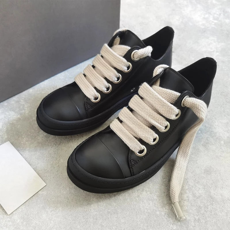 Men's Casual Shoes Jumbo Shoelace Women's Sneakers Leather Shoes for Men Lace-up O-wen Fashion Men's Sneakers