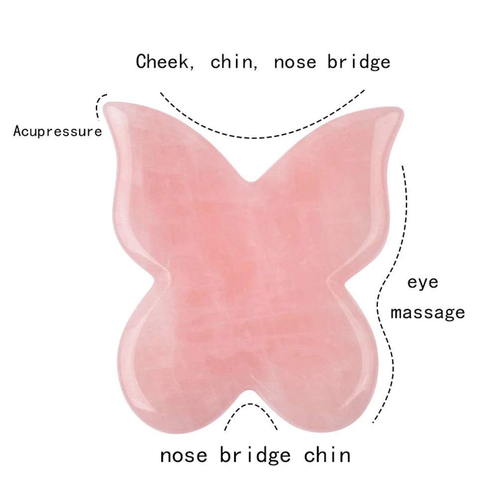 Gua Sha Massage Tool for Scraping Facial and Body Skin Massage Made of Rose Quartz Stone for Acupressure Scrapper Facial Tools