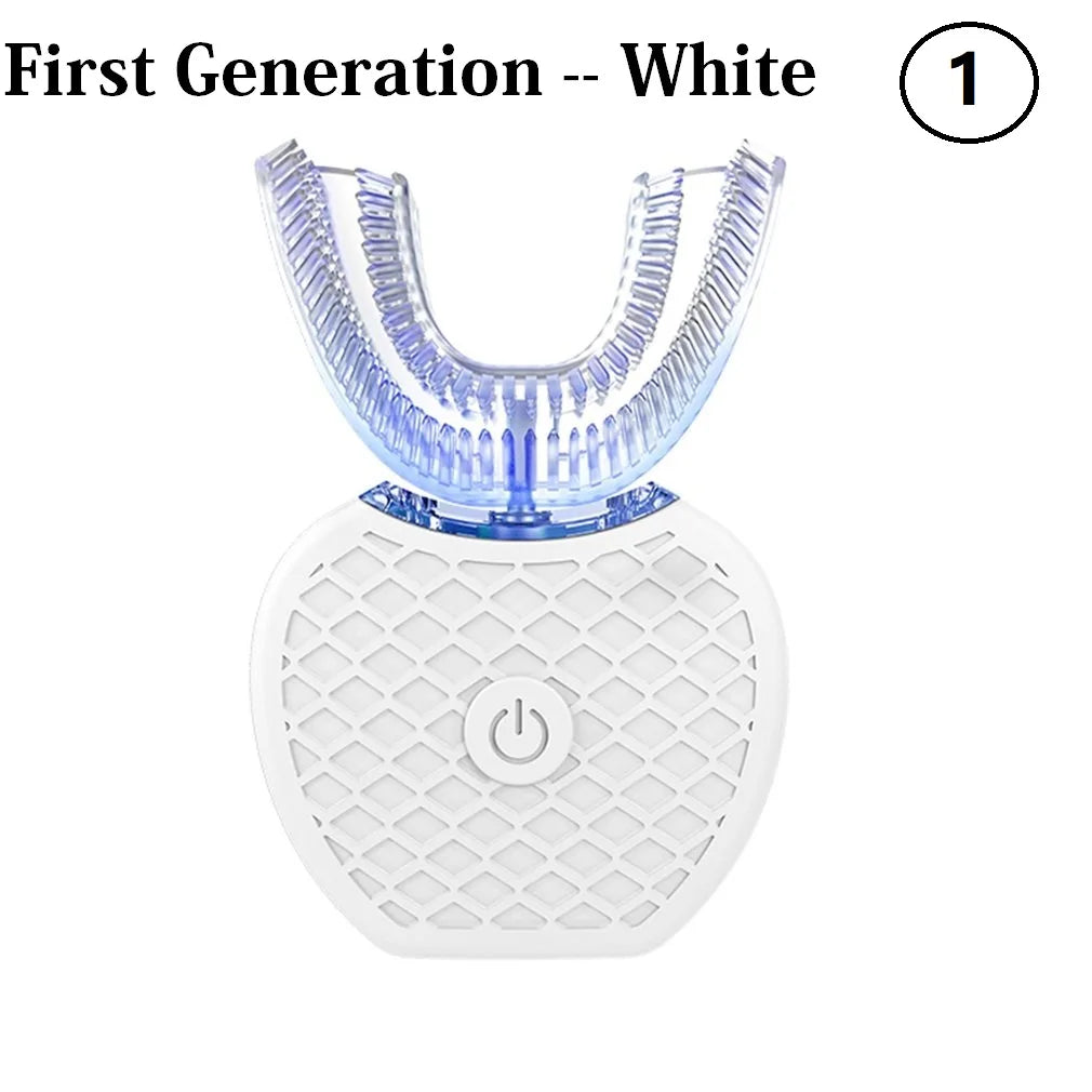 U Shape 360 Degree Automatic Lazy Sonic Electric Toothbrush Cold Blue Light Tooth Whitening Tool Ultrasonic Tooth Cleaner Brush