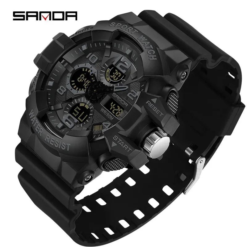 SANDA 3168 White Sport Watch  LED Digital 50M Waterproof Watch Men Multifunction Clock Relogio Masculino Men Military Watches
