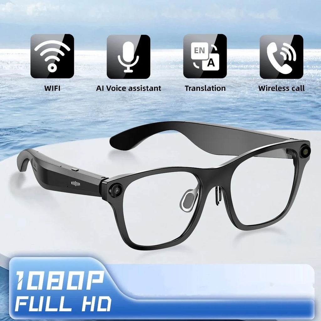 AI Smart Glasses With 5MP Camera Translation Voice Control WIFI Transmission Bluetooth Call Music Playback Intelligent Glasses