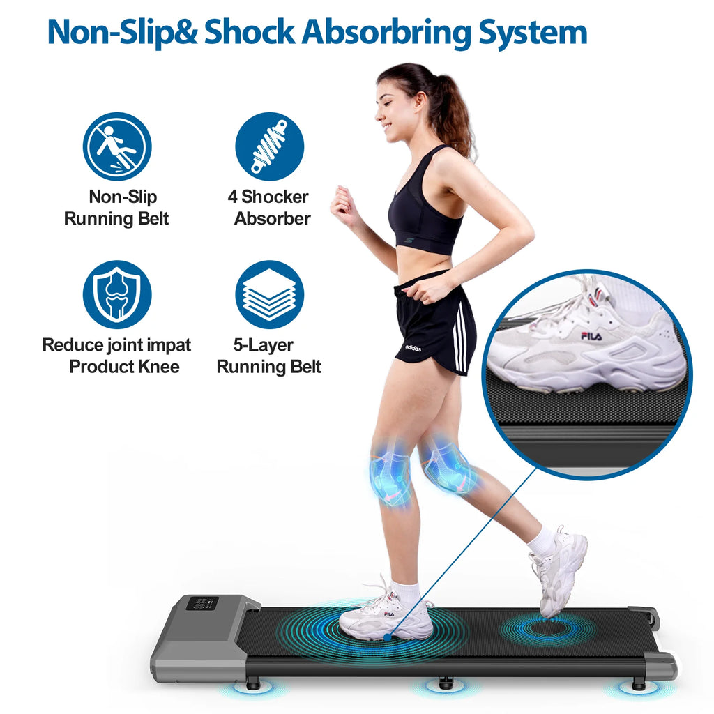 2in1 Walking Pad Mini Treadmill Portable for Home&Office Under Desk LCD Screen Max 250lbs Quiet Treadmills Exercise Machine