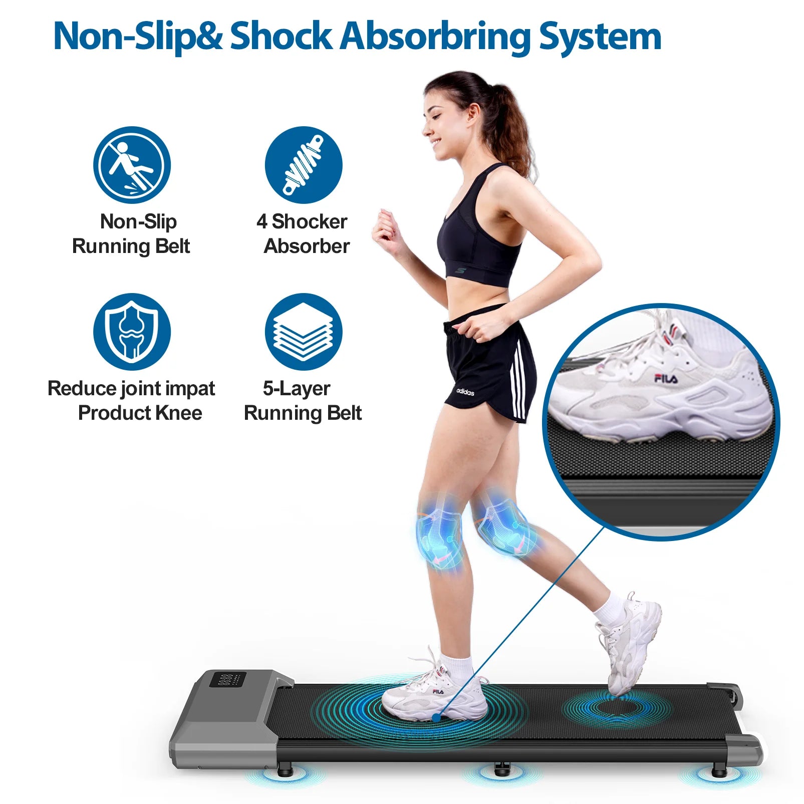 2in1 Walking Pad Mini Treadmill Portable for Home&Office Under Desk LCD Screen Max 250lbs Quiet Treadmills Exercise Machine