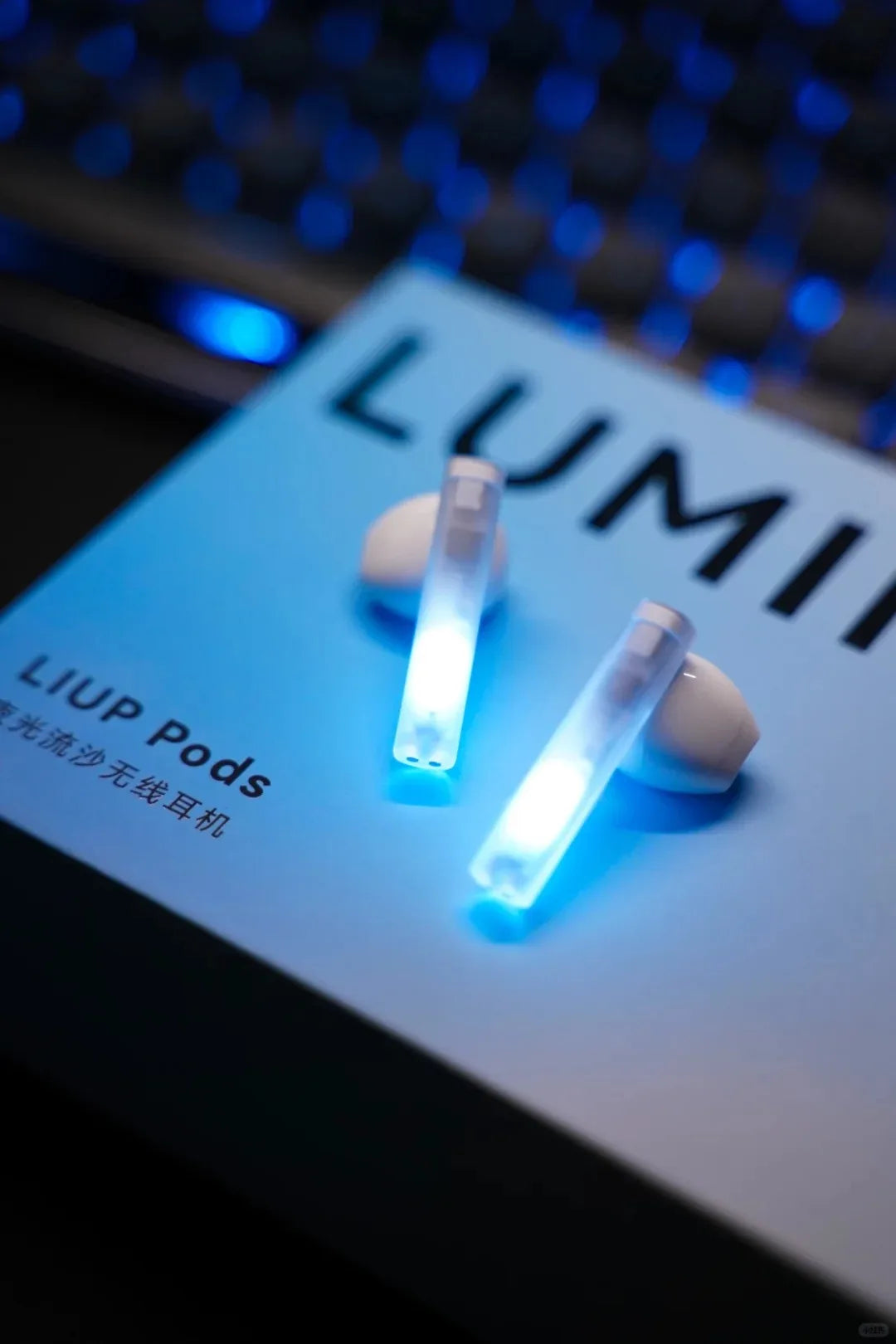 LIUP Night Light Quicksand Wireless Earphones AI Noise Reduction Luminous Transparent Glass Bluetooth 5.4 Muisc Gaming Headphone