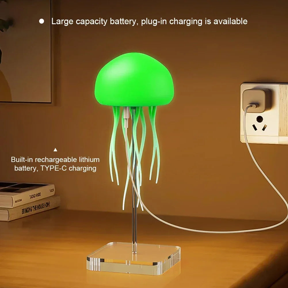 Jellyfish Cartoon Night Light RGB Gradient Cute Bedside Lamp Voice Control Table Lamps Child Room Decoration LED Lights