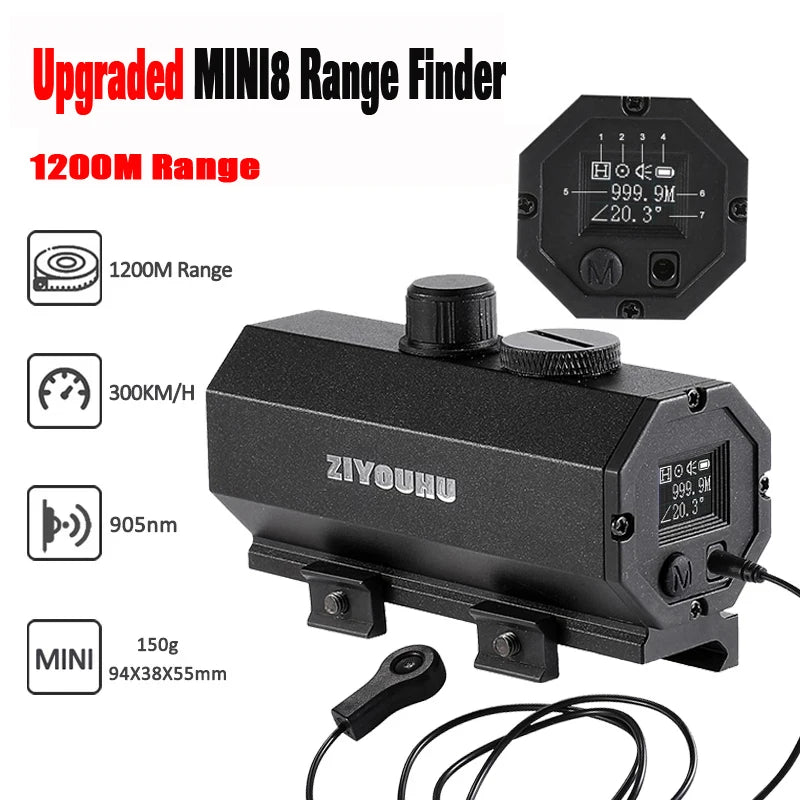 Tactical Hunting Sniper Laser Rangefinder Riflescope Long Range 1200M Real-time Rang Finder Distance Meter Angle Speed Telemeter