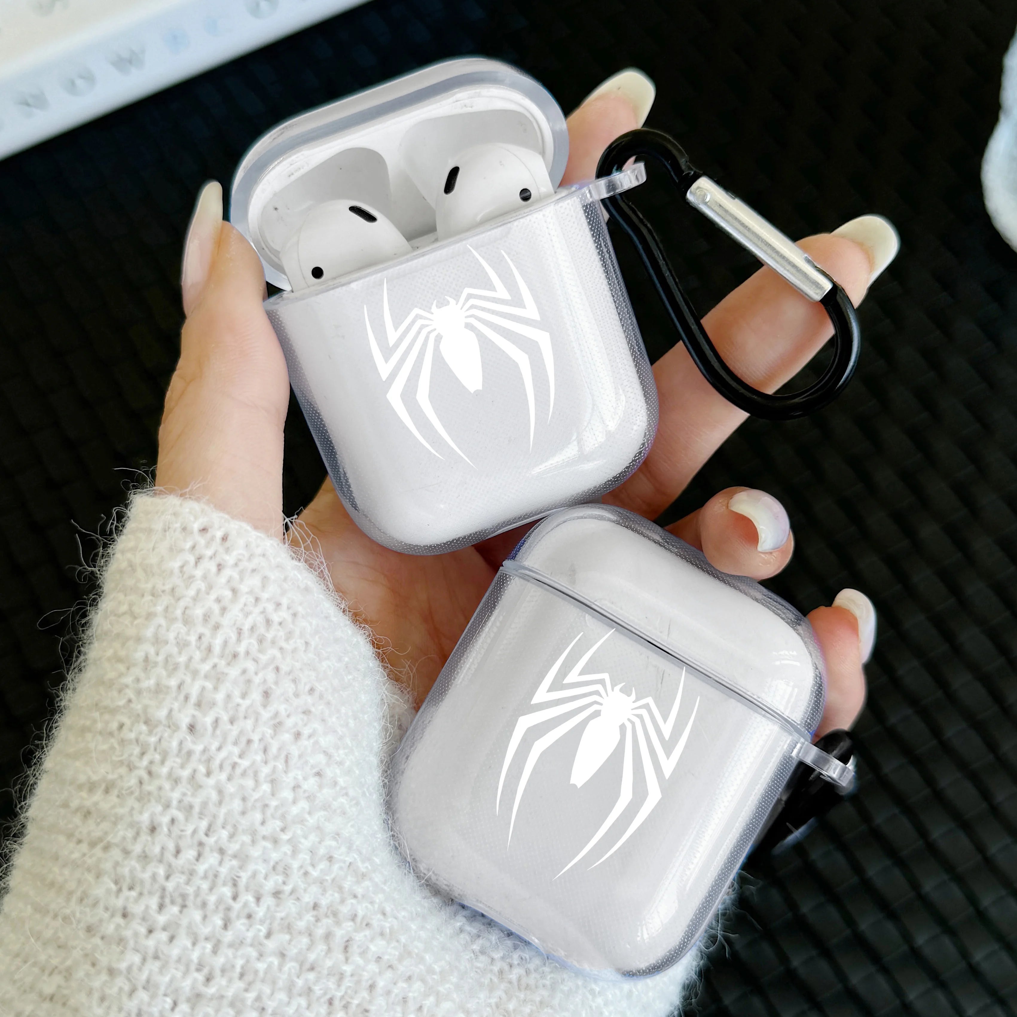 Transparent Spider Headphone Case For Airpods Pro 2 TPU Soft Cover For AirPods 1 2 3 4 Pro Rose Red Headphone Protective Case