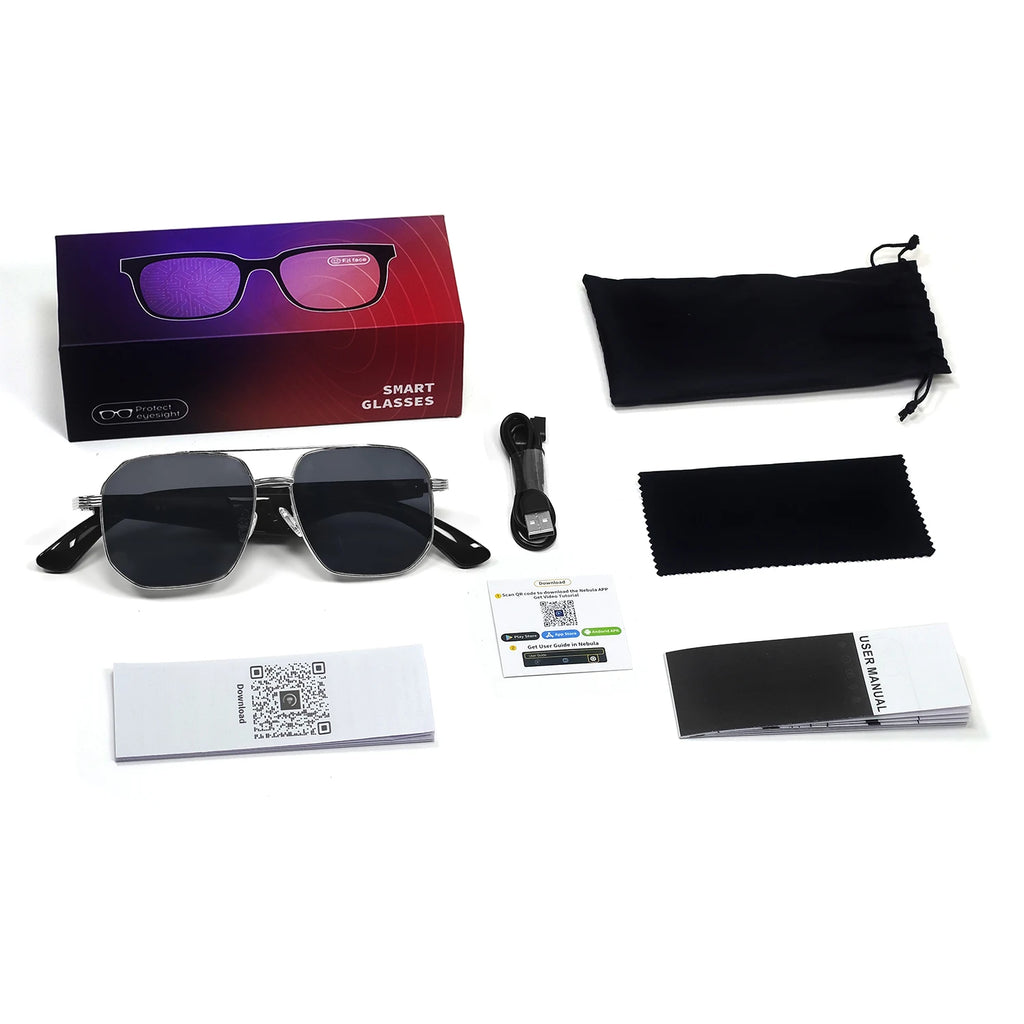 2025 Smart Glasses Fashion Luxury Men Women Polygonal Eye Protection Sun Glasses Trendy Retro Driving Sports AI Goggle Shades