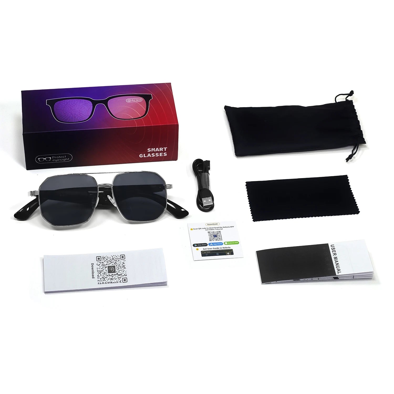 2025 Smart Glasses Fashion Luxury Men Women Polygonal Eye Protection Sun Glasses Trendy Retro Driving Sports AI Goggle Shades