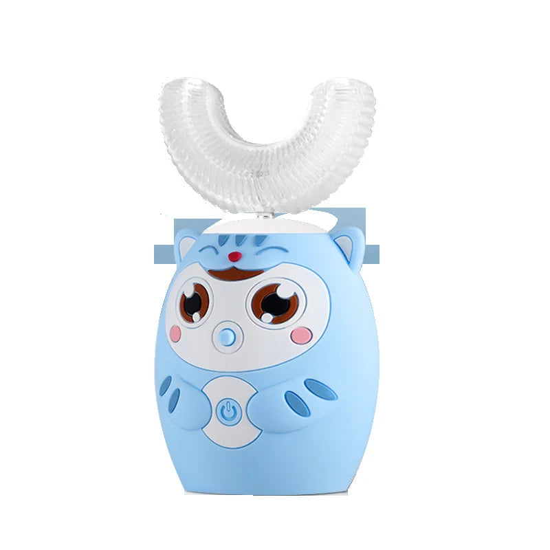 360° Sonic Electric Toothbrush U Shape Rechargeable for Kids Children Automatic Silicone Tooth Brush Smart Timer Blue Light IPX7