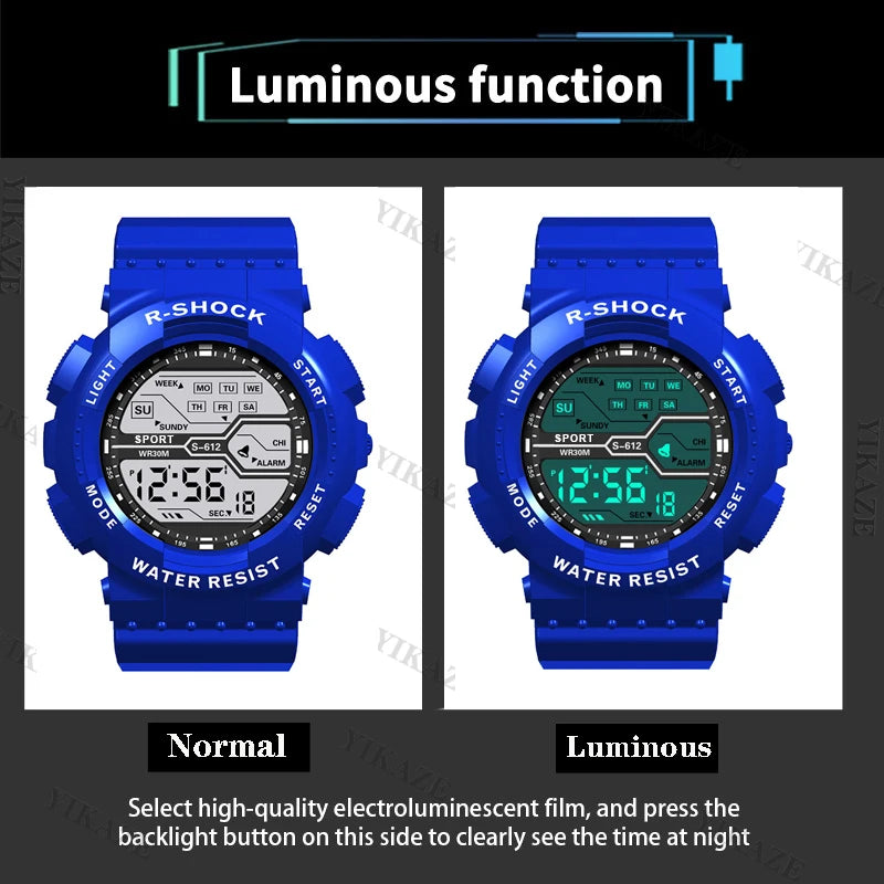Outdoor Sport Men Watch Multifunction Large Screen LED Electronic Waterproof Luminous Military Digital Wristwatches Reloj Hombre