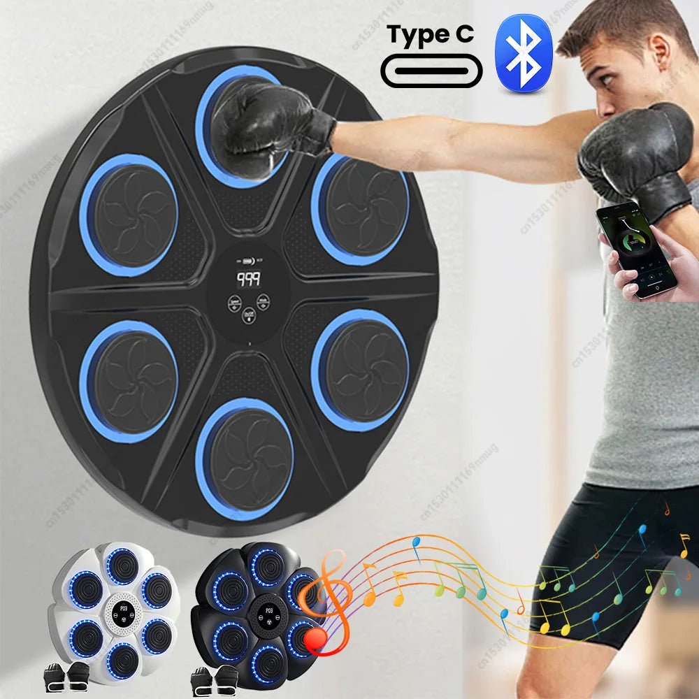 Music Boxing Machine Music Boxing Puncher Adjustable Workout Boxing Target Machine Wall Mounted Type C Charging for Home Workout