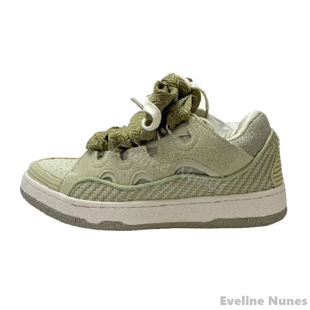 Thick Soled Casual Sports Shoes Men/women Colorblock Lace Up Round Toe Couples Colors Skateboard Shoes 2024 New Fashion Shoes