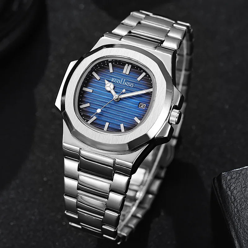 Luxury Square Quartz Men's Watch 50 ATM Waterproof Luminous Date Stainless Steel Business Clock Reloj Hombre 2025 New Men's Gift