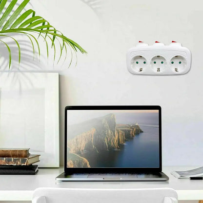 1To3 EU Extension Socket With Switch ON/OFF Electrical Plug European Standard Russia Spain Ukraine Korea Power Converter Socket