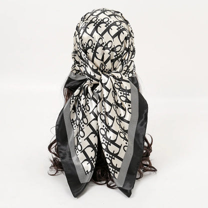 1 Pcs 90cm Ladies' Silk Scarf Vintage Fashionable Versatile Printed Silk Spring Hair Band Hijab Sunsceen Neckerchief Shawl Wraps