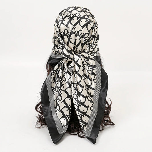 1 Pcs 90cm Ladies' Silk Scarf Vintage Fashionable Versatile Printed Silk Spring Hair Band Hijab Sunsceen Neckerchief Shawl Wraps