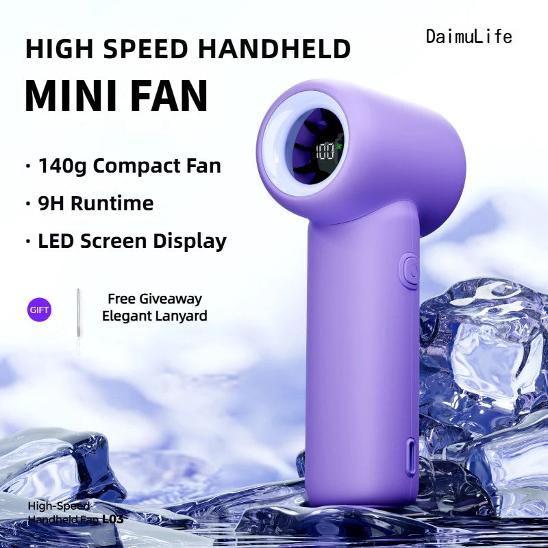 Portable Handheld  Turbo Fan 5 Gear Wind Battery Operated Up to 10 Working Hours Cooling Fan for Outdoor Activities Travel Beach