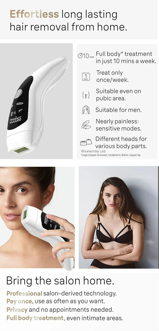 IPL Hair Removal Device 999999 Flashes  Permanent Epilator Body Treament Home Use for Women Men Facial Shaver Cutting Machine