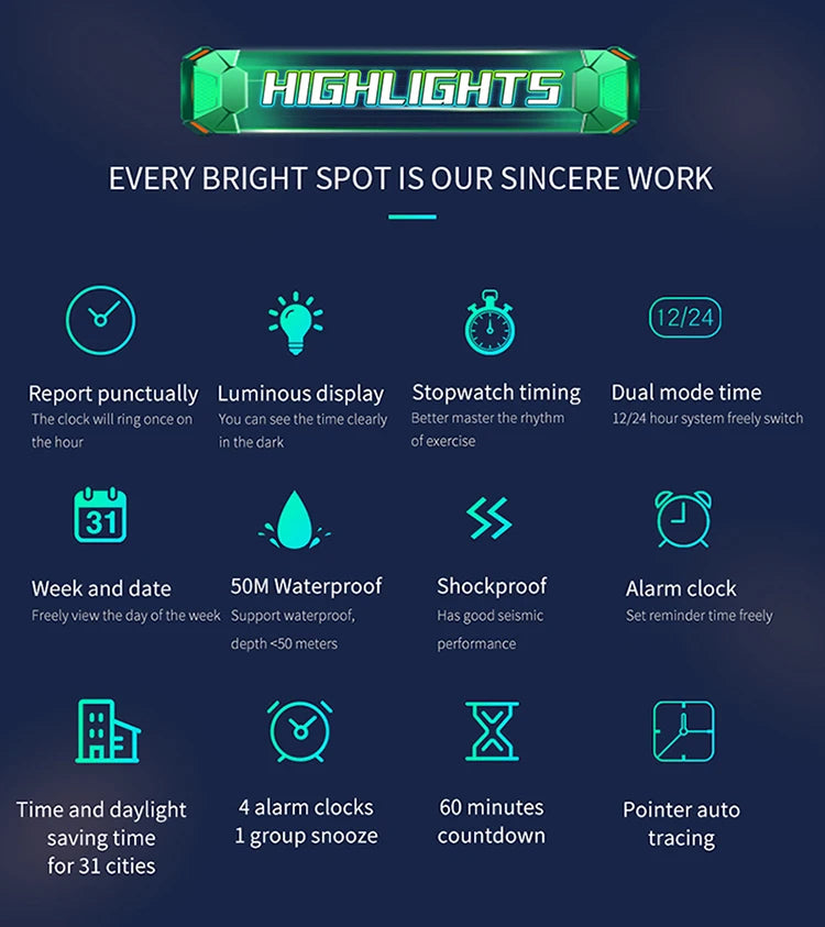 Sanda new 3029 watch luminous fashion personality Electronic Watch fluorescence watch Shell Man Watch