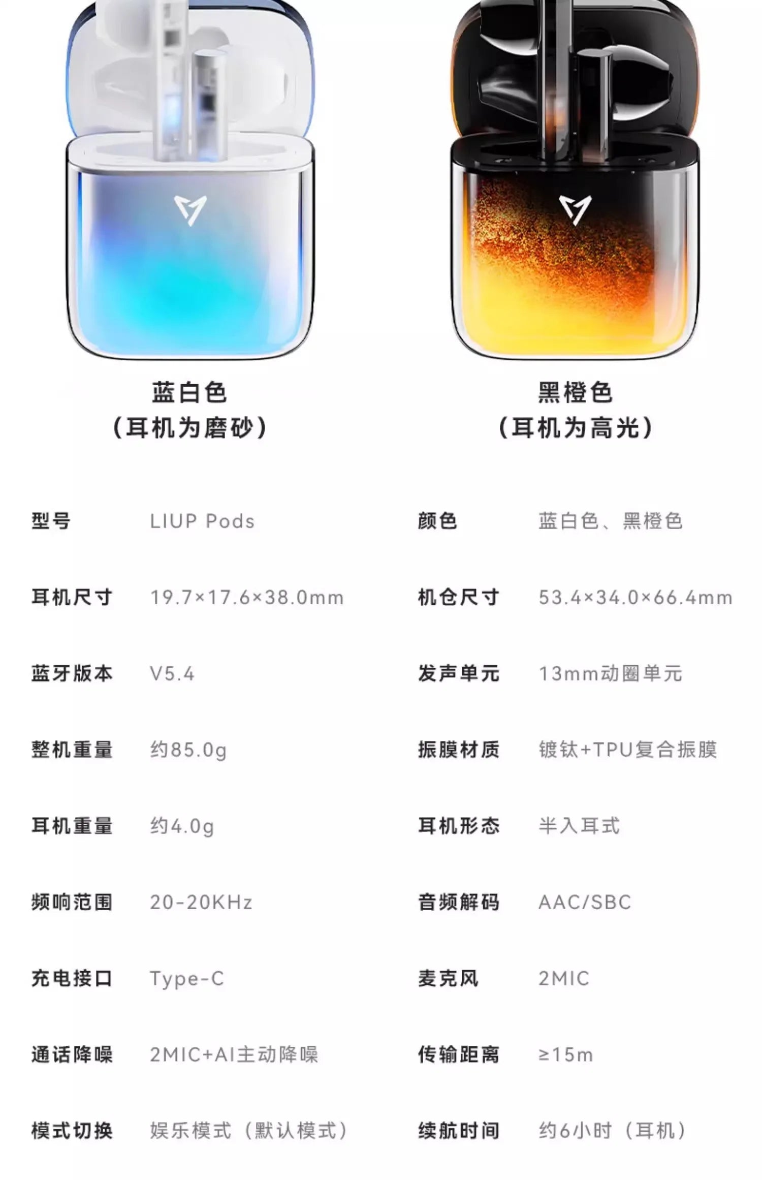 Liup Lp1 Bluetooth Wireless Earphone Luminous Quicksand Earbuds Active Noise Reduction Headphones Custom Low Latency Earphones