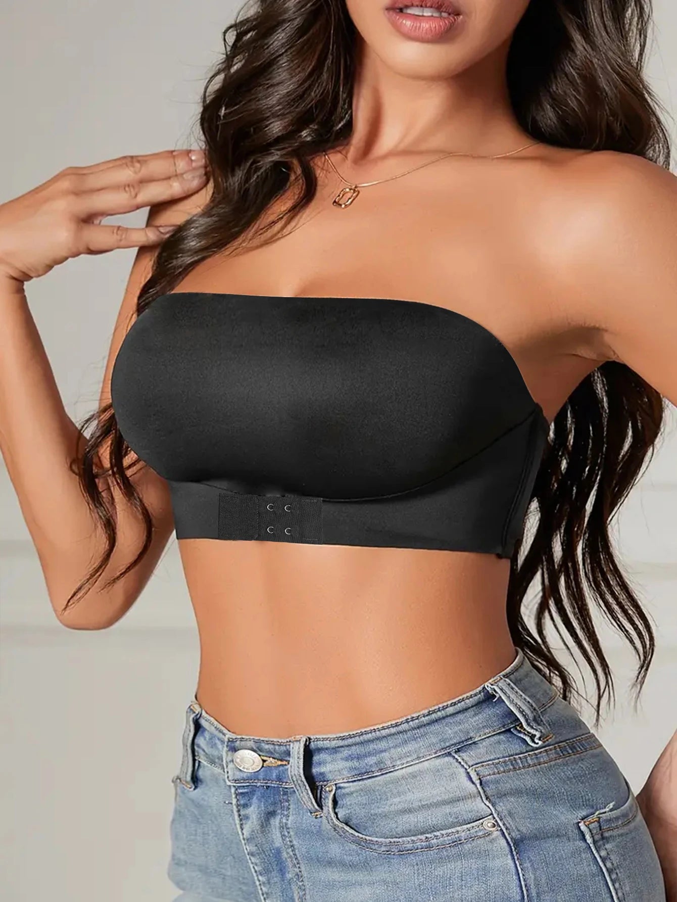 Women's Strapless No Padding Seamless Front Button Bra Comfortable Smooth Underwear
