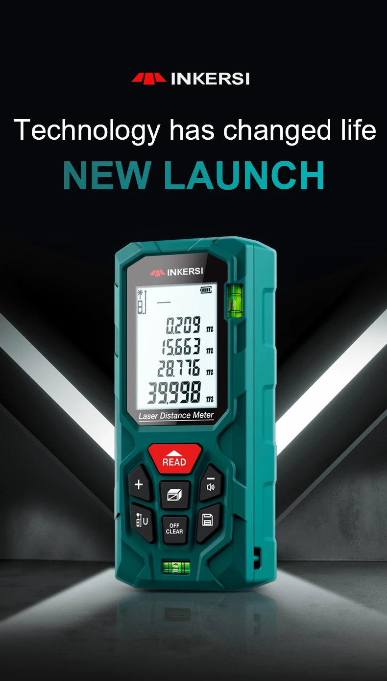 INKERSI Laser Rangefinder Digital Tape Measure 40M/70M/120m High Precision Laser Distance Meter Digital Roulette Range Finder