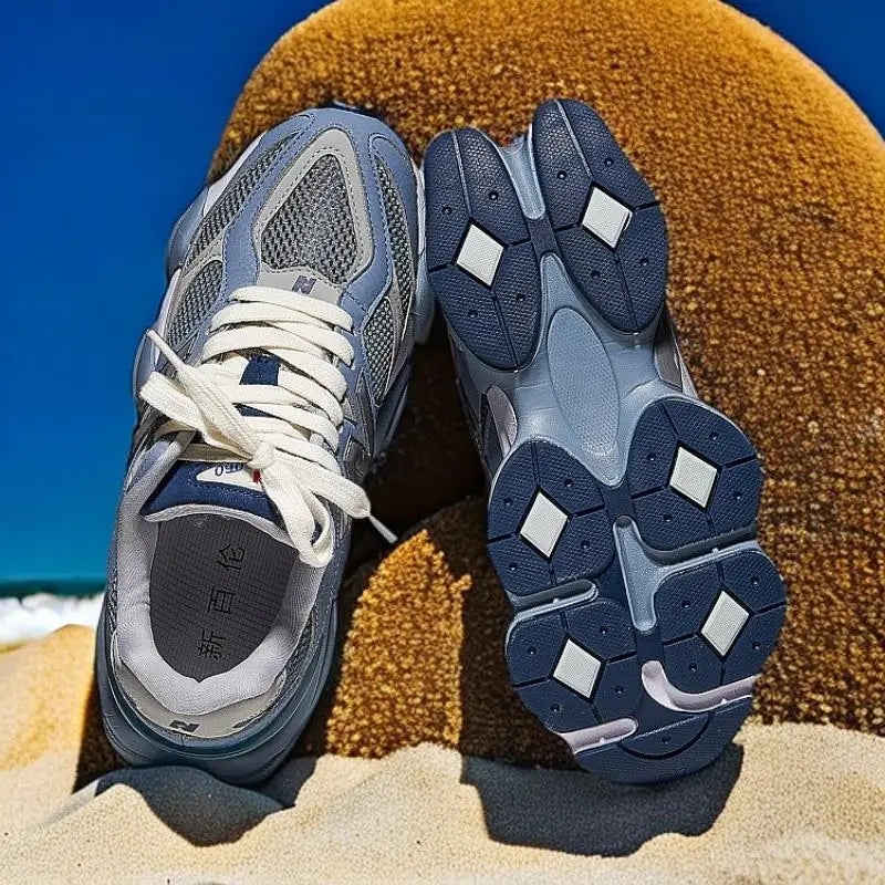 New series of dad shoes, retro distressed, dark  gray, height increasing, men's and women's running shoes